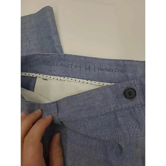 Talbots Perfect Skimmer Pants Women's 14 Blue Flat Front Capri - Picture 4 of 6